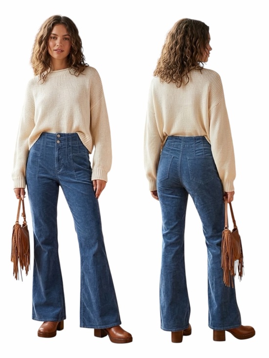 We The Free Denim - Free People We The Free Jayde Flare Corduroy Pants Slate Blue Size 29